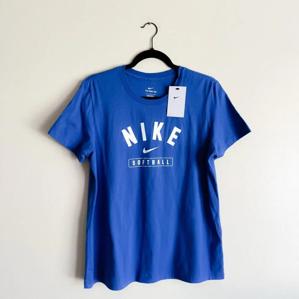Nike Blue + White Softball Short Sleeve Tee Large NWT